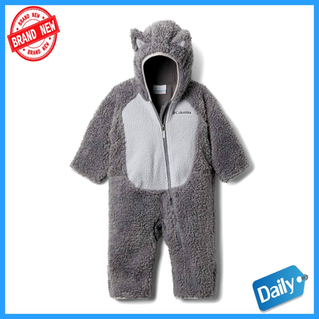 Infant Toddler Sherpa Bunting With Fox Ears, Fold-Over Feet, Hand Warmers